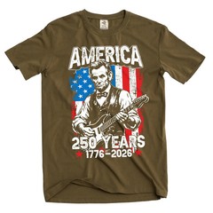 Men’s Abraham Lincoln Guitar T-Shirt: America 250 Years (1776-2026) Tee