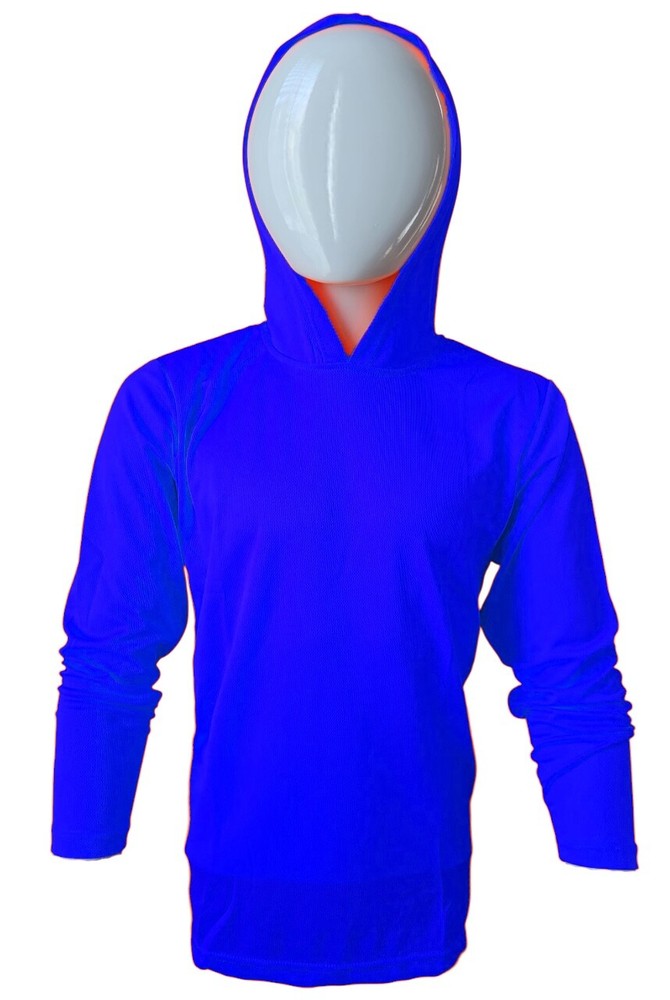 DRI-FIT Hoodie Long Sleeve T-Shirts, UPF 50+ Sun Protection Hooded ROYAL BLUE