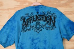 Affliction Blue Crystal Wash Tie Die Double Sided T-Shirt Size XL