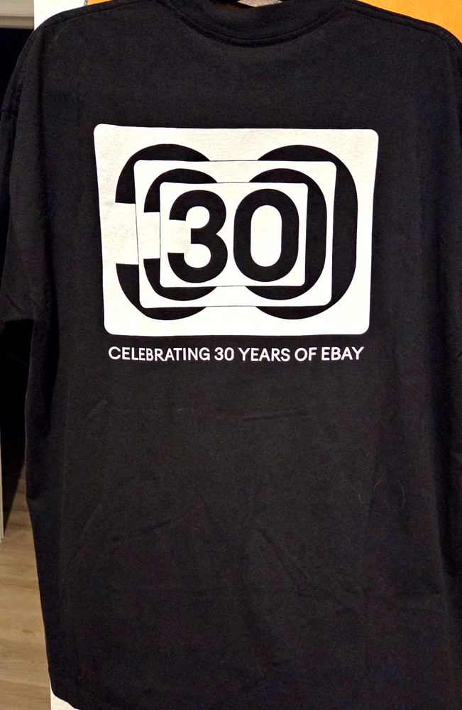 eBay Celebrates 30 Yrs Tee Shirt Mens Large Black USA 100%Cotton L.A.Apparel New