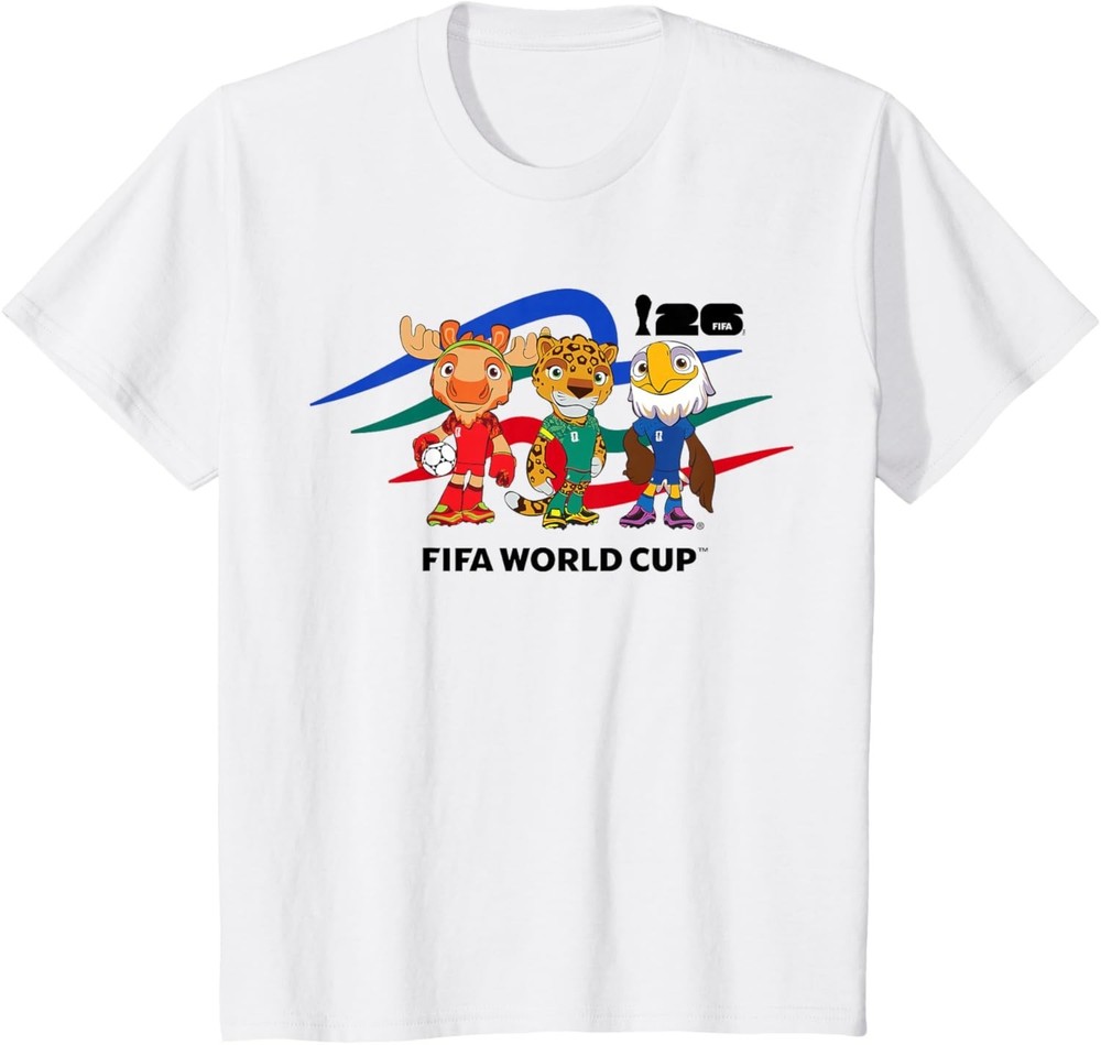 FIFA World Cup 2026 Host Country Mascots Soccer Fan Graphic T-Shirt