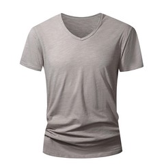 Men 100 % Cotton V Neck T Shirt Casual Summer Beach Gym Fitness Sports Tee Gift