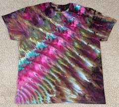 Handmade Ice Tie Dye T-Shirt XL Mens Womens Soft Cotton Plum Green Rolled