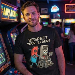 Funny Retro Gamer Graphic T-Shirt Soft Cotton Tee Vintage Console