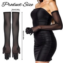 Long Black Lace Sheer Opera Gloves for Women 1920s Flapper Bridal Prom