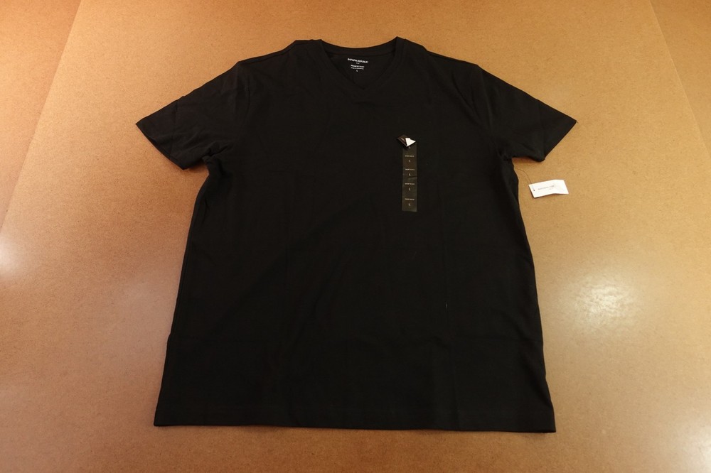 Banana Republic Mens Large Black V-Neck Short Sleeve Premium Wash T-Shirt NWT