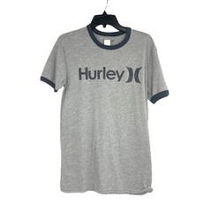 Hurley Mens Gray Ringer T-Shirt One and Only Short Sleeve Casual Top