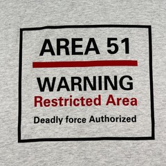 Vintage Y2K Warning Area 51 Alien UFO Shirt 2XL 26×30 Heathered Gray