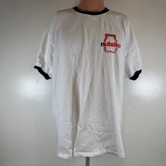 Nutella Ringer T Shirt Mens Size XL White Hazelnut Spread Promo Double Sided