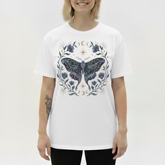 Galaxy Moth T-Shirt Celestial Moon Phase Floral Witchy Mystical Nature Gift