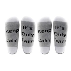 2 Pairs Mid Calf Funny Pregnancy Announcement Socks Keep Calm It’s Only Twins