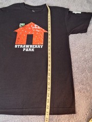 Strawberry Park Men’s S Black Graphic Logo T-Shirt Cotton Knit Crew Neck