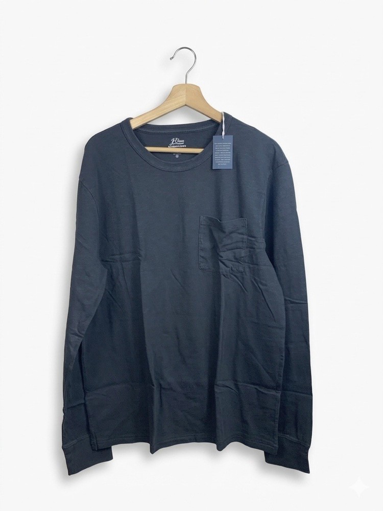 J.Crew Mens Garment Dyed Long Sleeve Pocket T-Shirt XL Dark Slate Grey NWT