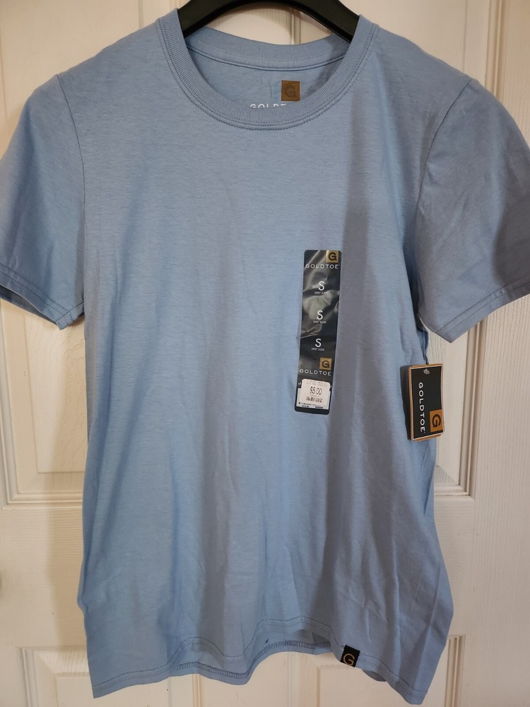Gold Toe Short Sleeve T-Shirt Blue/Green Sz Small 100% Cotton Preshrunk – NWT