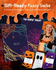 72-Needle Buttery Soft Halloween Fuzzy Socks for Women Cozy Funny Crazy Cute Flu
