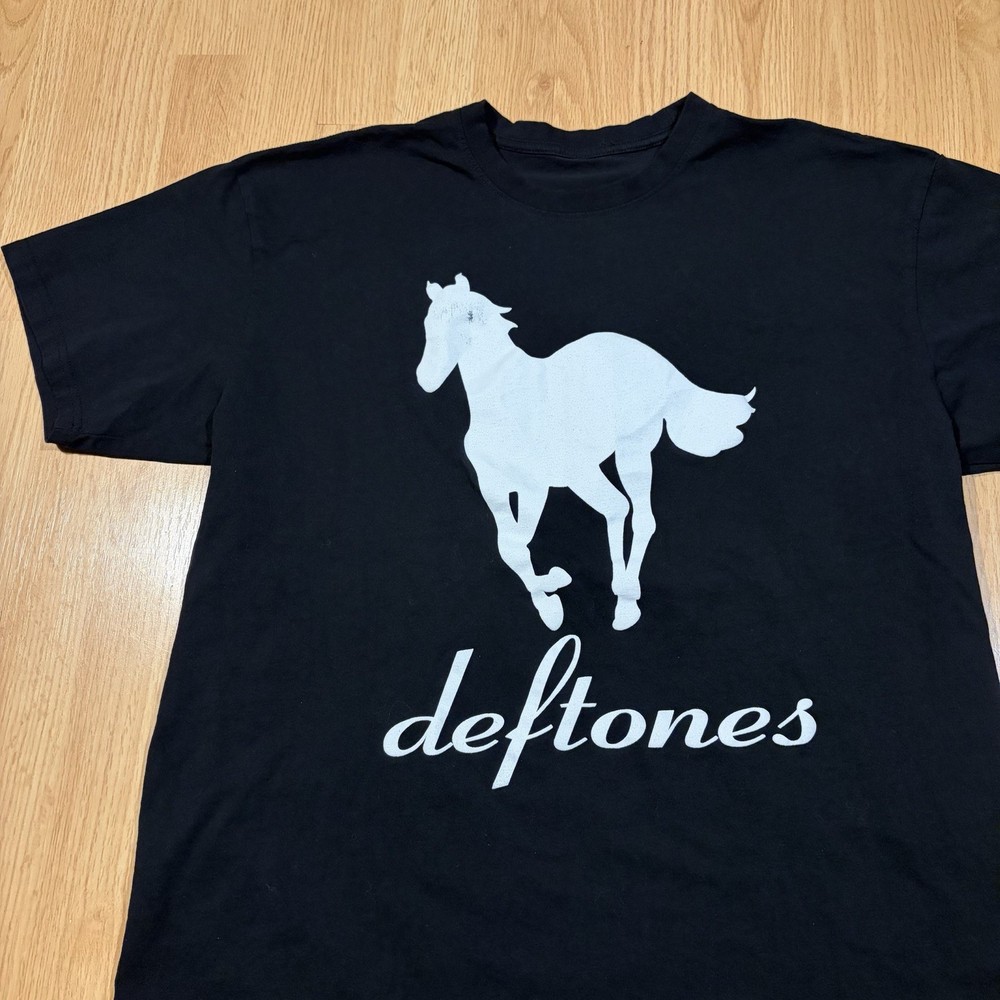 Deftones White Pony Big Logo Black Tee Shirt Size Large Grunge Skater Y2k