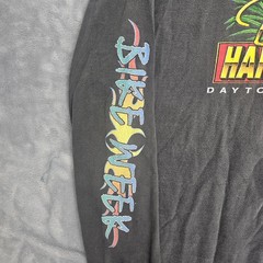 Y2K Harley Davidson Shirt Men Large XXL Black Flames Long Sleeve Hits Daytona
