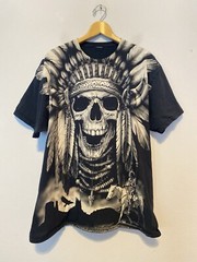 Y2k 90s Native American Skull Skeleton Spirit Warrior Horseback Tee Men’s Large