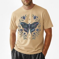 Galaxy Moth T-Shirt Celestial Moon Phase Floral Witchy Mystical Nature Gift