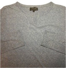 APC Paris Long Sleeve T Shirt Size Small Heather Blue Henley Style V Cut Collar