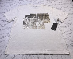 NEW True Religion Buddha Graphic White T Shirt Men XL Silver Metallic Logo