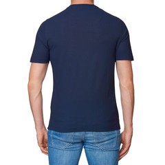 Kiton KIRED “Baciomc” Navy Blue Exclusive Crepe Cotton Short Sleeve T-Shirt XS