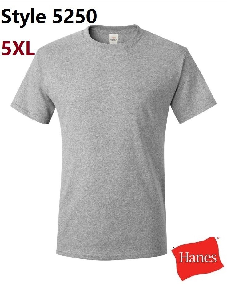 Hanes 5250 5XL Authentic Short Sleeve Men’s Cotton T-Shirt Light Steel
