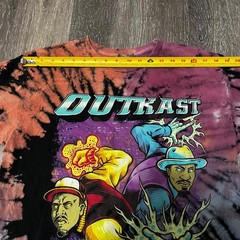Outkast Bleach Wash Tie Dye Shirt Black Orange Purple Medium Large