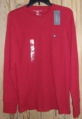 Tommy Hilfiger Flag Men’s Sleep Shirt Waffle BURGUNDY Size: SMALL NWT $32.50