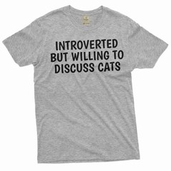 Funny Cat owner T-shirt introverted by willing to discuss cats pet cat tee shirt