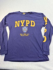 NYPD Long Sleeve Shirt Mens Med Navy Blue Cotton NYC Police Department Graphic