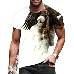 ⭐⭐⭐Camiseta Hombre Águila Blanco Moda Gráfico Manga Corta Pantalones Cortos SET