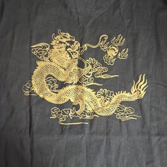 Huaxiucun Dragon Graphic T Shirt Men’s Large Black Gold Dragon Chinese Tee