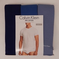 3 CALVIN KLEIN COTTON BLACK WHITE BLUE GRAY SIZE S M L XL XXL CREW NECK T-SHIRTS