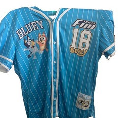 Bluey and Bingo “This is Fun” #18 Men’s Jersey Blue • XL Dad baseball