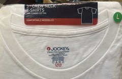SEALED © 2004 JOCKEY CLASSIC Adult Size L 100% Combed Cotton T-SHIRTS