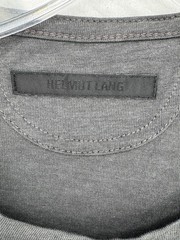 Helmut Lang Mens Gunmetal Grey Metallic Blue Film Print Box Fit T Shirt Sz M