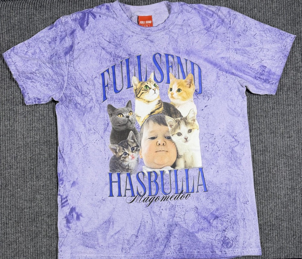 Full Send Shirt Mens Large Hasbulla Cats Graphic Tee Tie Dye Purple Streetwear