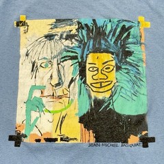 Jean-Michel Basquiat & Warhol Dos Cabezas Painting Mens Large Blue Gap Tee Rare