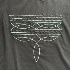 Black Graphic Print Crew Neck Short Sleeve Embroidered T-Shirt Unisex Size S