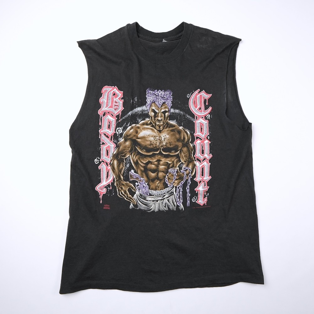 1993 Body Count Cop Killer Cutoff Sleeveless T Shirt Black Modern Medium Metal