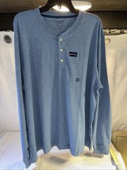 Chaps Henley Shirt Mens Long Sleeve Regular Fit Soft Feel T-Shirt XXL Blue New