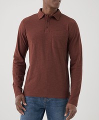 Pact Men’s Field Midweight Slub Long Sleeve Polo Small Shadow Green Top