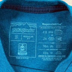 Patagonia Responsibili T Shirt Mens Small Blue Straight Hem Regular Fit Crewneck