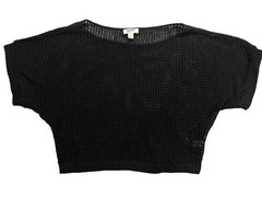 Arizona Jean Co. Black Mesh Short Sleeve Crop Top XL 100% Acrylic Made In USA