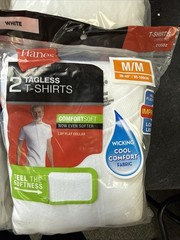 Hanes Men’s Crew Neck Tagless T-Shirts White Medium 8 Count Classic …W