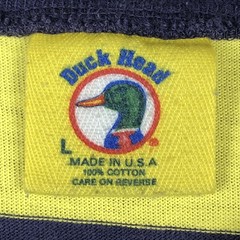 Vintage Duck Head Shirt Mens Large Yellow Navy Striped Pocket Logo USA