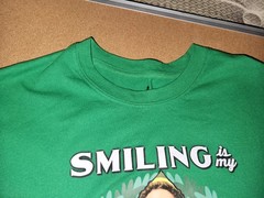 Elf – Smiling is my Favorite – Holiday Green Short Sleeved T-SHIRT Adult Large