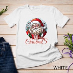 Jolly Stained Glass Santa Claus Face Graphic Tee Funny Christmas Unisex T-shirt