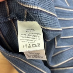 Eddie Bauer Thermal Shirt Men XL Heritage Cotton Blend Waffle Knit Blue Striped